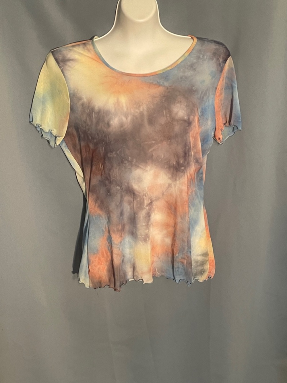 Pastel Tie-Dye Short Sleeve Scoop Neck Top - Women's